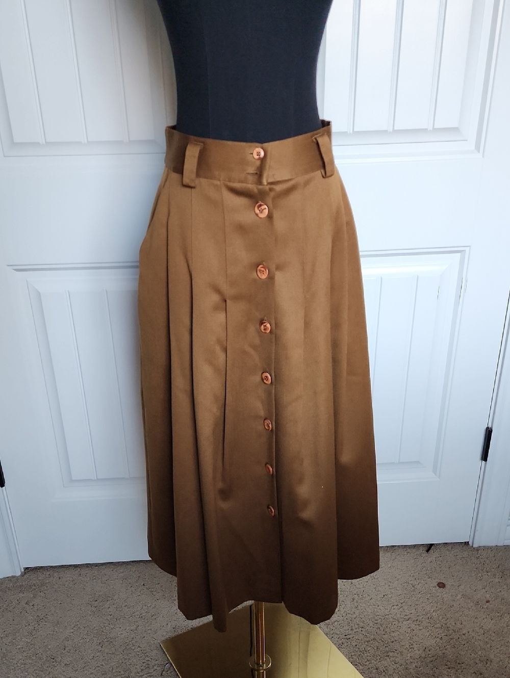 Vintage Harve Benard Brown Button-Front Midi Skirt